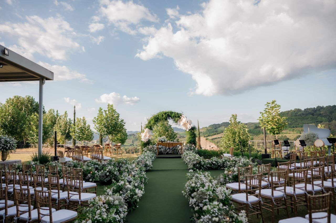 Beautifully decorated hotel banquet hall prepared for a wedding celebration